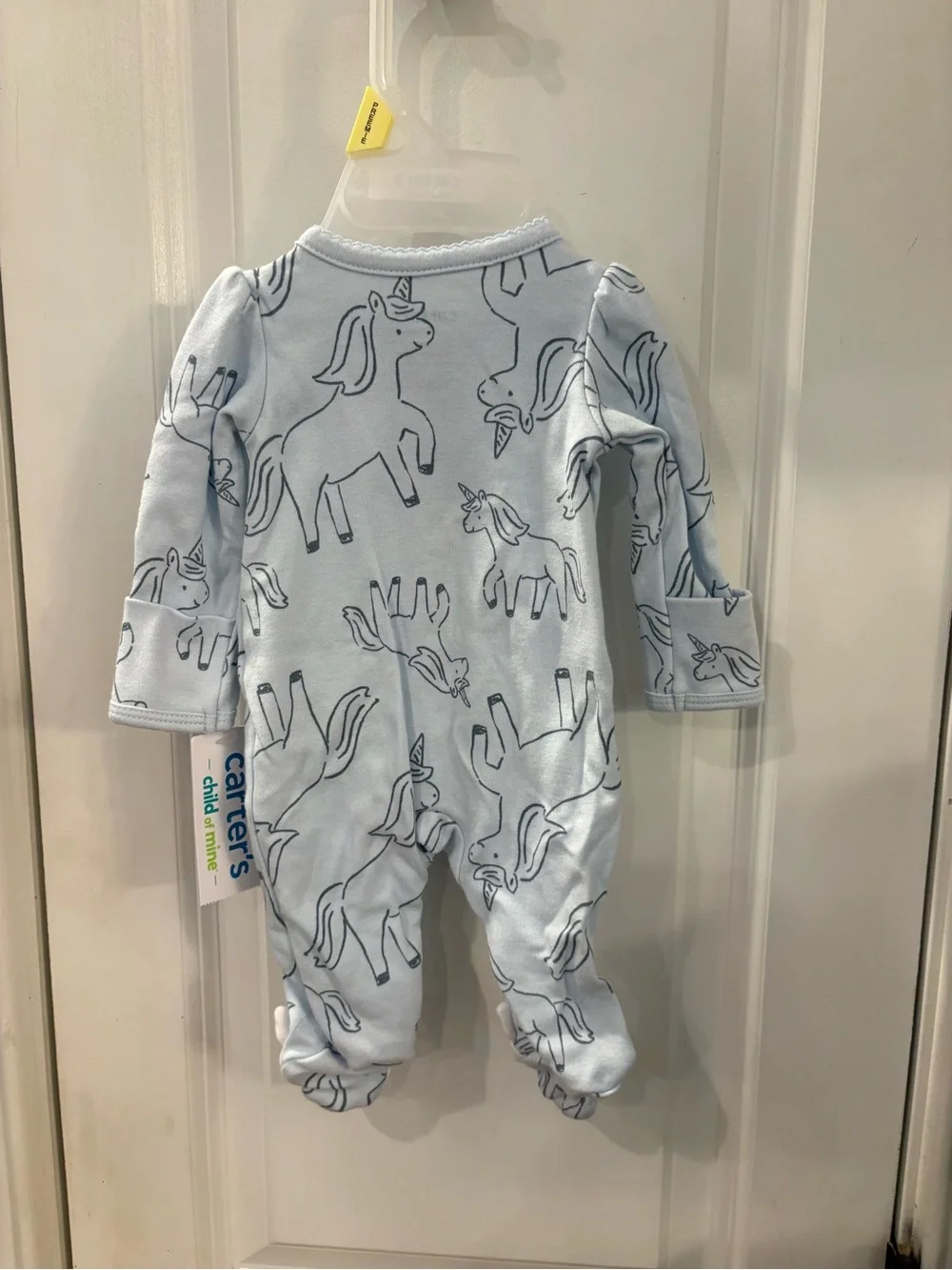 NWT Carter's Mint Green Unicorn-Print Footed One-Piece with NB pack socks TR175